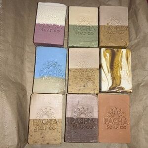 9 bars soap Pacha Soap Co. hand crafted scented made in US New earth tones